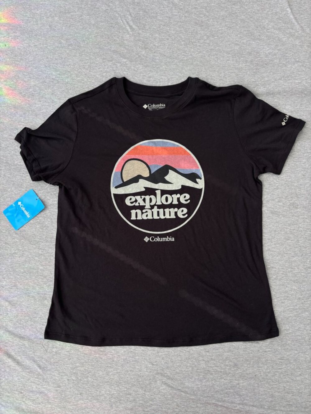 Columbia T Shirt Womens Size S Explore Nature Graphic NWT Black Mountain Tee